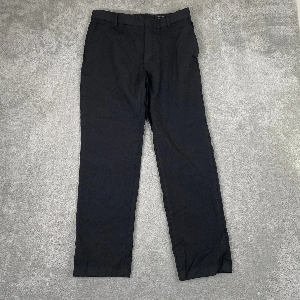 Banana Republic Dress Pants Mens 30x30 Black 100% Wool Tailored Fit Trousers